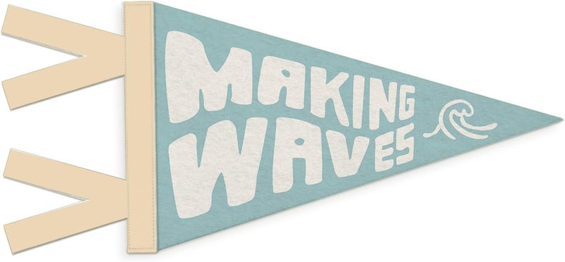 SJDFCSA Coastal Beach Room Decor, Making Waves Wall Hanging Pennant Flag Banner, Blue Coastal Beach Wall Decorations for Nursery Kids Room Bedroom Playroom Decor - Image 1